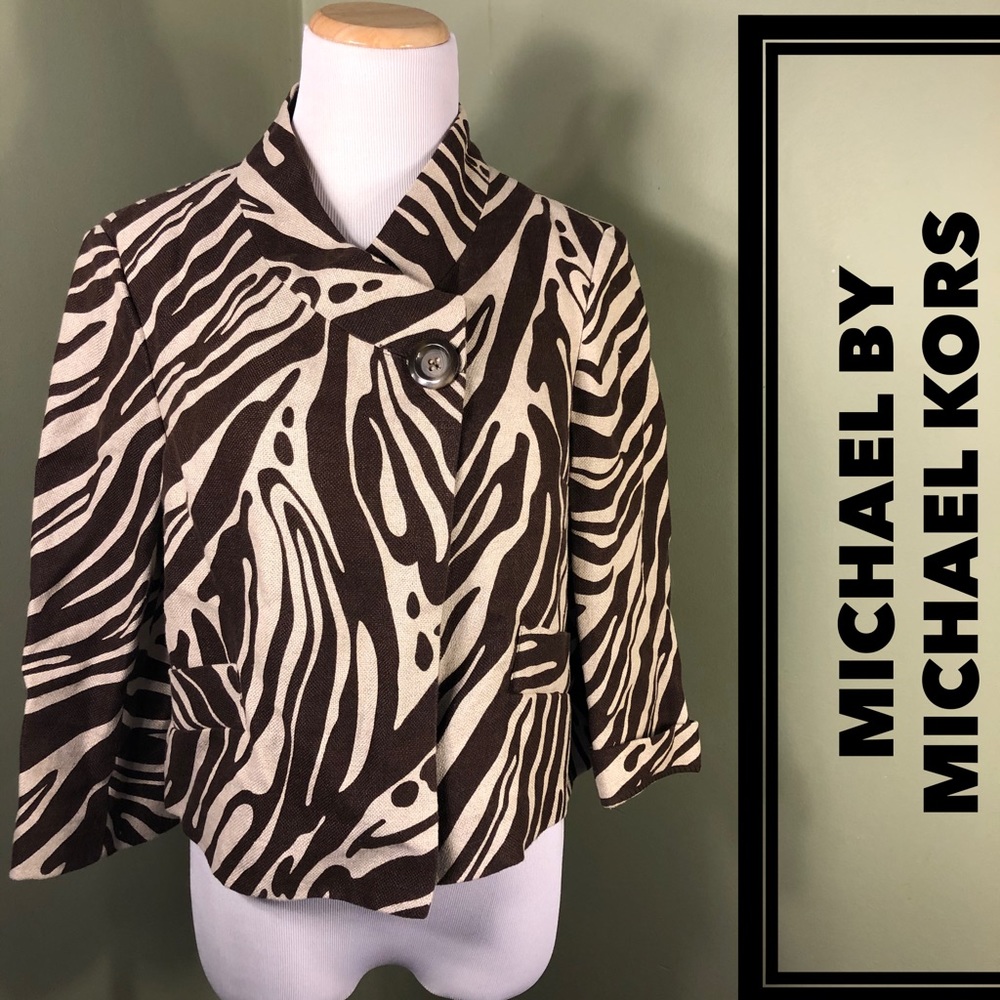 8P Michael Kors Beige/Brown Suit Coat